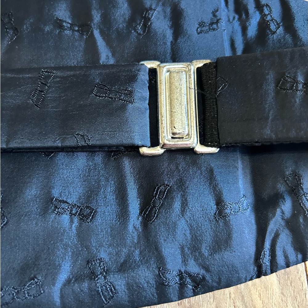 CARROT & GIBBS Silk Cummerbund Handmade USA Blue White Polk A Dots Formal Preppy - Picture 6 of 7